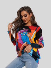 Autumn and Winter Round Neck Long-Sleeved Printed Tops
